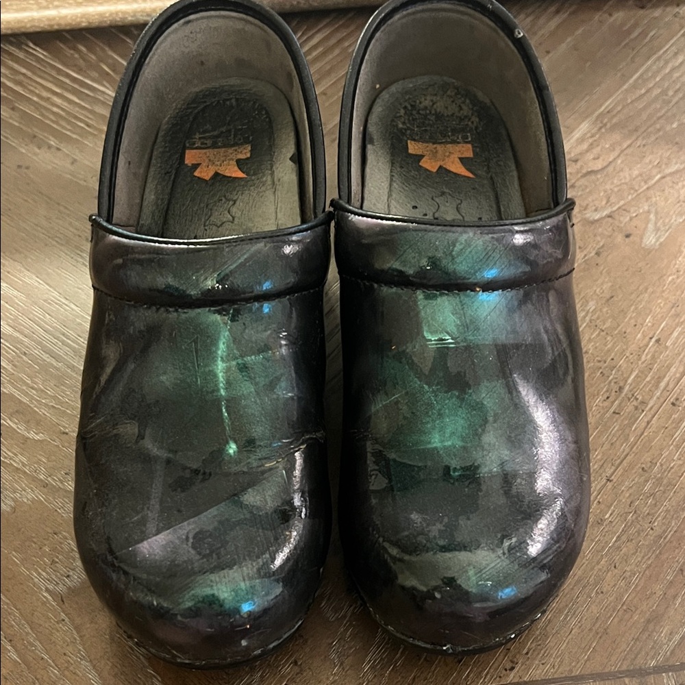 Dansko iridescent clogs 38